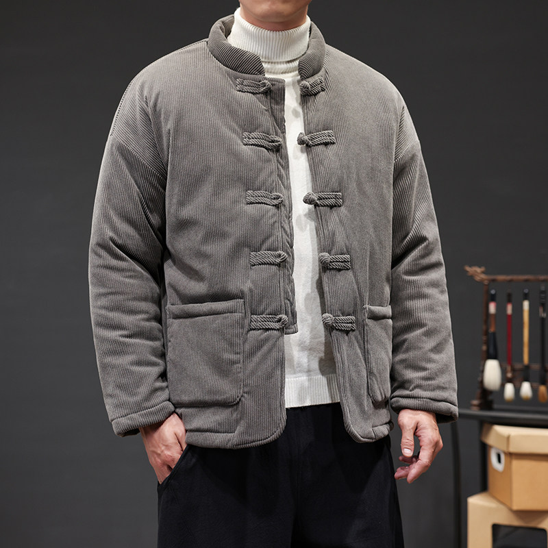 冬季风男装灯芯绒棉衣新中式唐装复古汉服外套A118-MY010P135,男装棉衣,电商A118