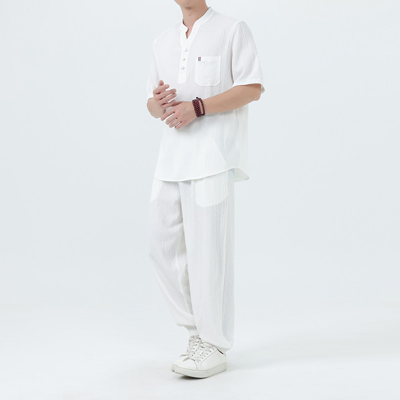 夏季风唐装复古冰丝套装中式大码衬衫男A118-TZ2507P115控198,男装衬衫,电商A118