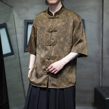 2025夏季风冰丝唐装汉服大码中式复古短袖衬衫男A118-C21P65，男装T恤，电商A118
