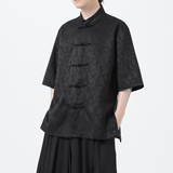 夏季风男装刺绣唐装盘扣大码短袖汉服衬衫A118-C09P70控98，男装衬衫，电商A118