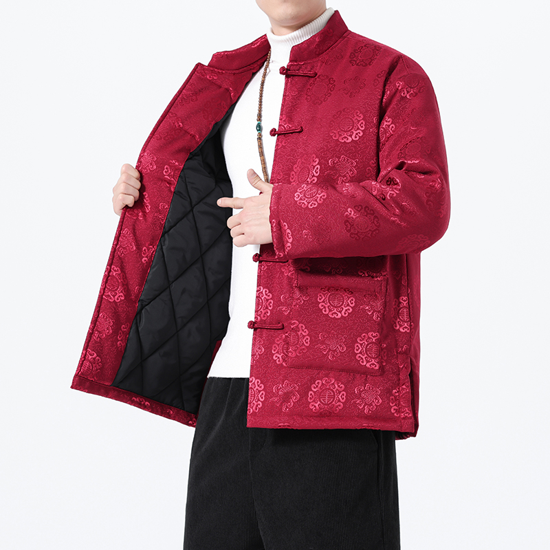 冬季风男装唐装棉衣中式复古中老年保暖外套A118-MY6610P145，男装棉衣，电商A118