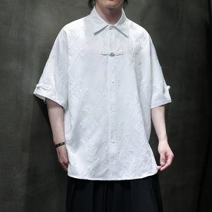 夏季风唐装冰丝短袖提花衬衫中式复古大码汉服男A118-C28P65图片
