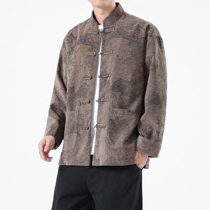 春季风男装新中式夹克印花复古唐装汉服外套A118-A8823P120图片