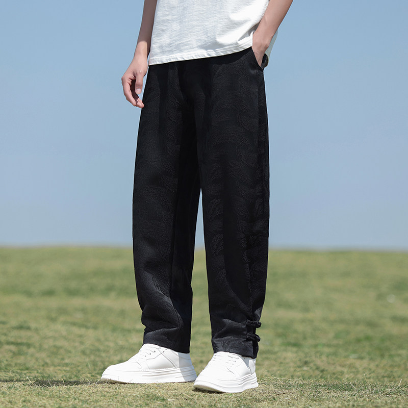 风春夏新中式宽松盘扣束脚长裤大码休闲裤男A118-K110P75，男装休闲裤，电商A118