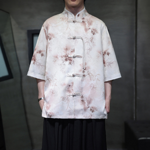 夏季风男装唐装短袖衬衫新中式大码宽松汉服A118-C19P65控98图片