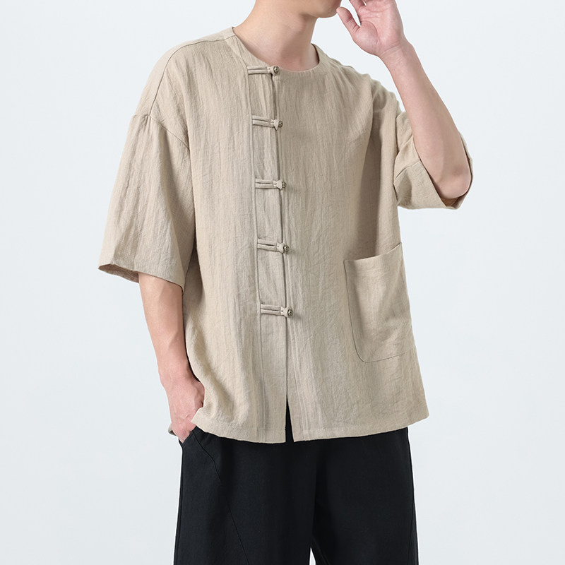 夏季风男装唐装汉服中式复古大码短袖T恤A118-T008P70控99,男装T恤,电商A118