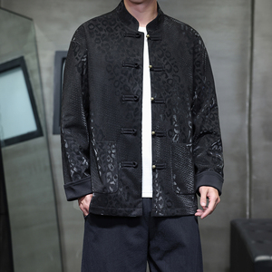 2025秋冬风男装新中式夹克唐装汉服豹纹外套A118-A8816P120