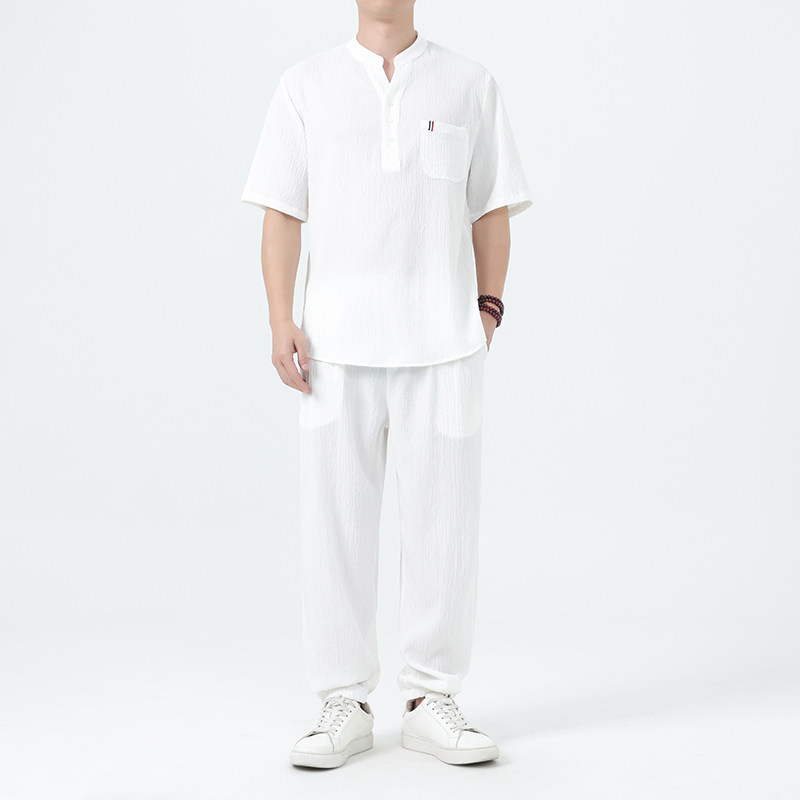 2025夏季风冰丝短袖衬唐装汉服两件套男A118-TZ2506P115控198图片