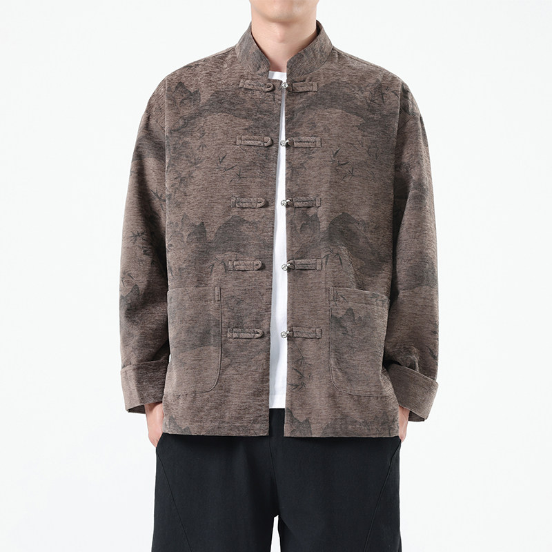 春季风男装新中式夹克印花复古唐装汉服外套A118-A8823P120,男装夹克,电商A118