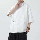 夏季风衬衫汉服五分袖唐装铜扣中式上衣男装A118-C08P65控88，男装T恤，电商A118