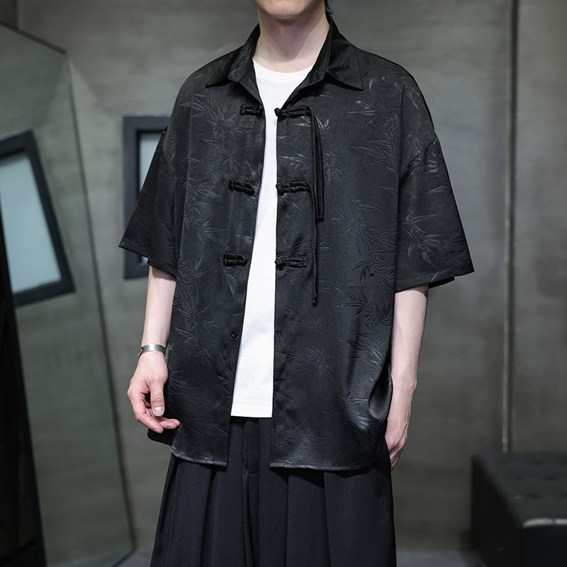 夏季风唐装短袖盘扣衬衫印花大码衬衣汉服男A118-C12P65控88,男装衬衫,电商A118