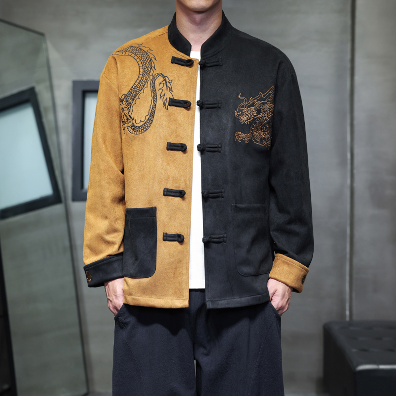 春夏风唐装汉服麂皮绒中式复古大码夹克外套男A118-A8806P120，男装夹克，电商A118