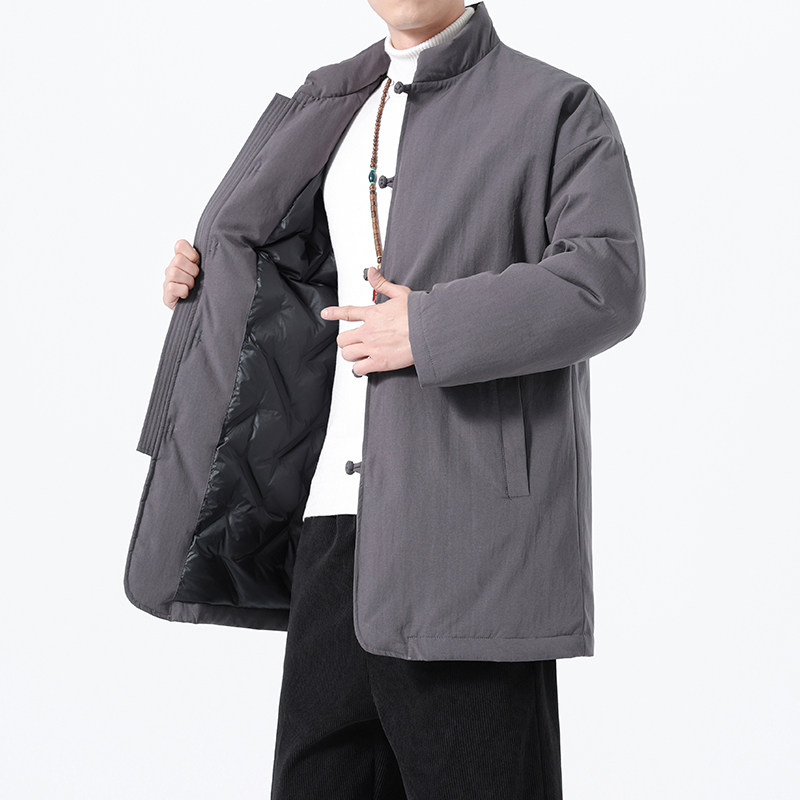 90%白鸭绒冬季风男装唐装复古羽绒服保暖外套A118-YR207P285，男装羽绒服，电商A118