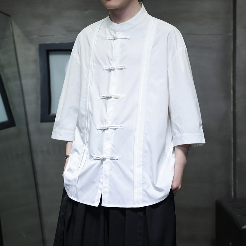 夏季风男装立领唐装冰丝盘扣大码汉服衬衫A118-C10P70控98,男装衬衫,电商A118