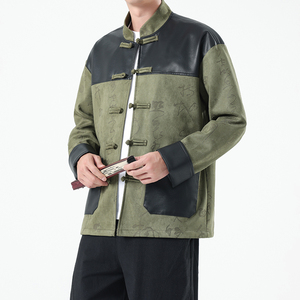 春季风男装夹克新中式复古唐装汉服麂皮绒外套A118-A8831P120图片