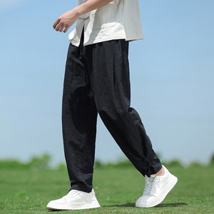 春夏风男装棉麻亚麻复古宽松透气大码青年休闲裤A118-K112P60图片