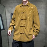 秋季风男装灯芯绒刺绣新中式长袖唐装衬衫外套A118-C822P70，男装衬衫，电商A118