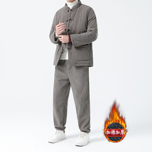 冬季风中式复古唐装棉衣保暖灯芯绒加厚棉袄男A118-TZ010P200图片