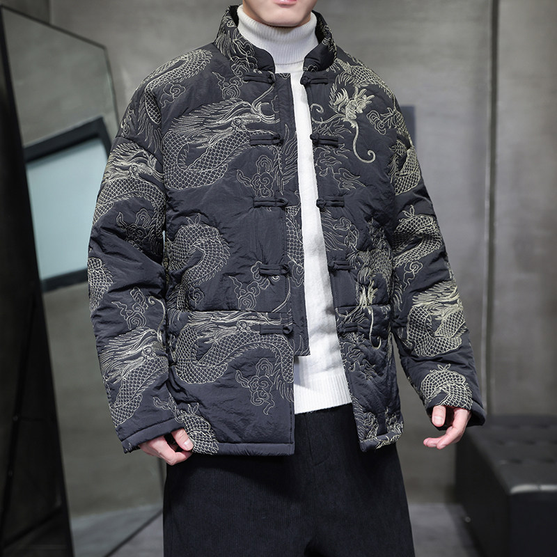 2025冬季风棉衣中式复古刺绣唐装加厚棉服男A118-MY2317P155,男装棉衣,电商A118