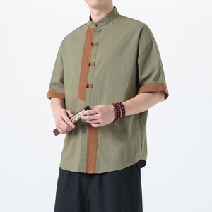 夏季风新款男装大码短袖衬衫大码复古唐装A118-C031P70控99图片