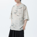 夏季风冰丝短袖新中式汉服印花半袖T恤男A118-T501P60控78，男装T恤，电商A118