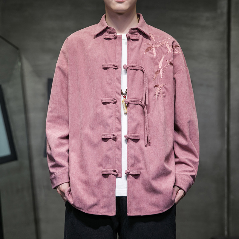 秋季风男装衬衫唐装汉服复古大码刺绣青年衬衣A118-C822P70,男装衬衫,电商A118