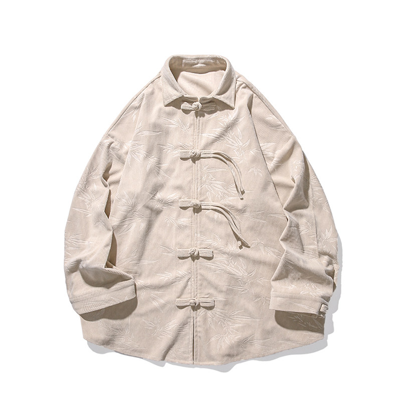 秋冬风男装灯芯绒中式复古压花衬衫唐装汉服外套A118-C828P70,男装衬衫,电商A118
