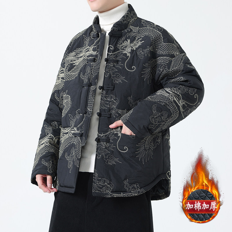 冬季风棉衣新中式唐装龙刺绣复古潮流外套男A118-MY2317P155图片