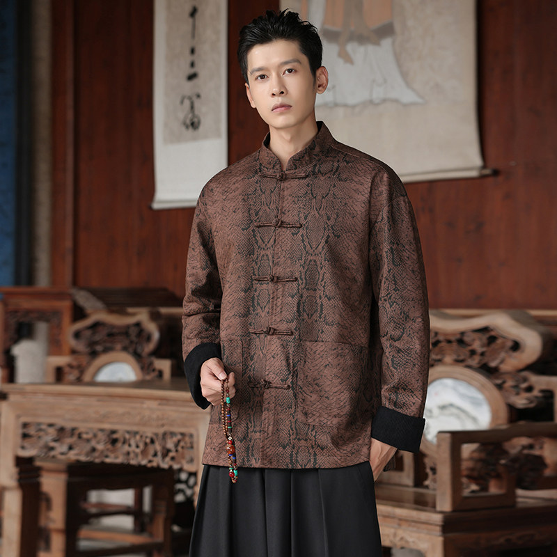 秋季风男装唐装汉服中式夹克青年蟒纹大码外套A118-A8821P120,男装夹克,电商A118