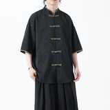 夏季风男装短袖衬衫新中式唐装冰丝提花汉服A118-C27P65控88，男装T恤，电商A118