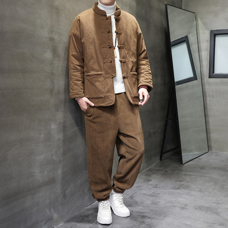 冬季风棉衣套装中式复古灯芯绒加厚唐装棉袄男A118-TZ010P200,男装棉衣,电商A118