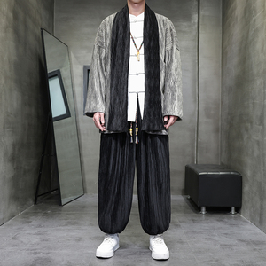 秋冬风男装汉服套装中式复古丝绒压皱唐装风衣TZ11-P140图片