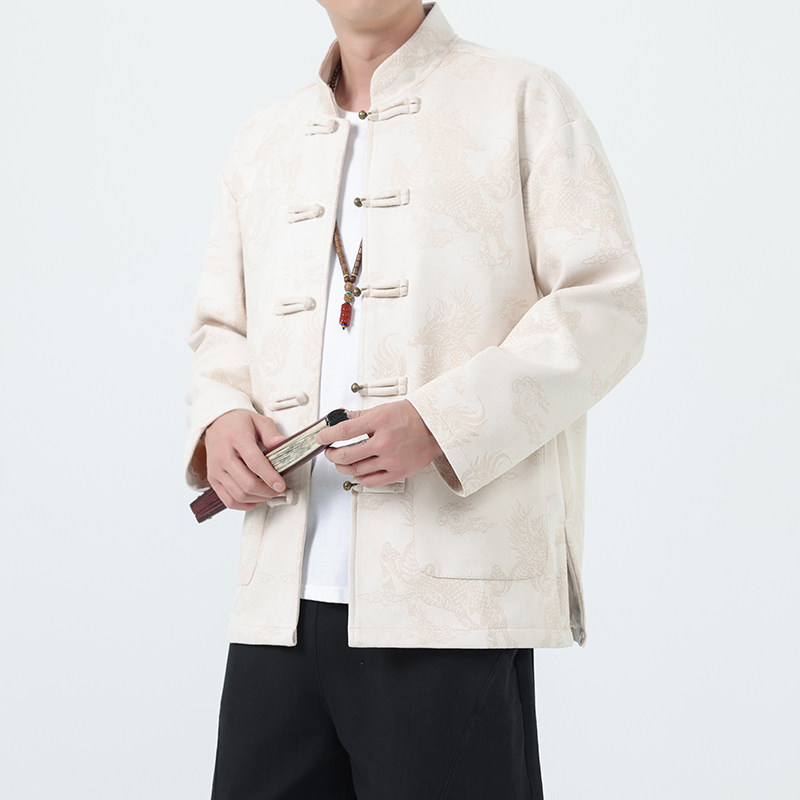秋季风男装唐装汉服夹克麒麟印花大码青年外套A118-A8835P115,男装夹克,电商A118