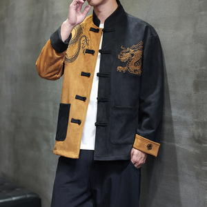 春夏风唐装汉服麂皮绒中式复古大码夹克外套男A118-A8806P120图片