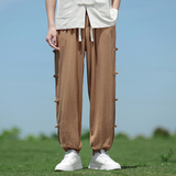 春夏风休闲裤大码透气束脚中式盘扣复古阔腿裤男A118-K301P75，男装休闲裤，电商A118