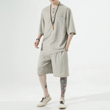 2025夏季风唐装亚麻两件套棉麻汉服男A118-TZ203P110-控168，男装民族服装，电商A118