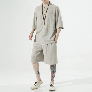 2025夏季风唐装亚麻两件套棉麻汉服男A118-TZ203P110-控168图片