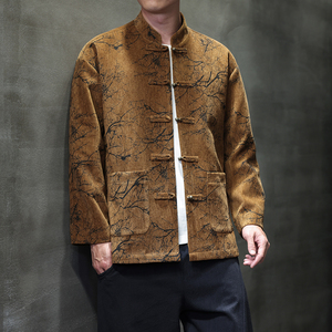 春季风新中式唐装汉服复古提花夹克外套大码男A118-A8818P120