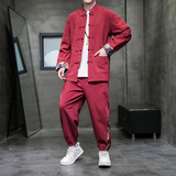秋季风棉麻复古套装新中式唐装汉服两件套男A118-TZ205P105，男装休闲套装，电商A118