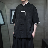夏季风男装唐装冰丝短袖衬衫中式复古大码宽松T恤A118-C17P65，男装T恤，电商A118