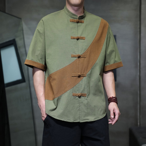 夏季风短袖复古大码棉麻唐装汉服宽松衬衫男A118-C032P70控99图片