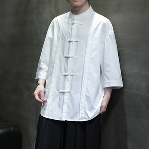 夏季风男装中式大码衬衫复古唐装汉服短袖衬衣A118-C10P70图片