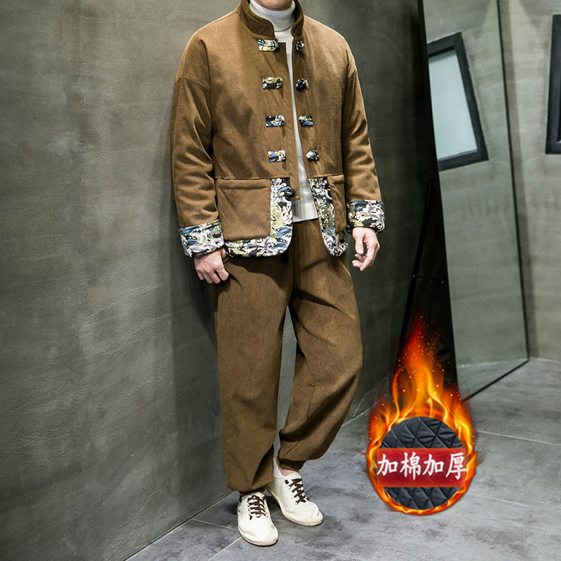 冬季风男装棉衣套装中式复古唐装加厚印花棉袄A118-MY02P205,男装棉衣,电商A118