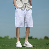 纯亚麻夏季风短裤新中式直筒复古五分裤男A118-DK906P95，男装牛仔裤，电商A118