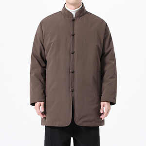 90%白鸭绒冬季风唐装中长款羽绒服保暖外套男A118-YR207P285图片