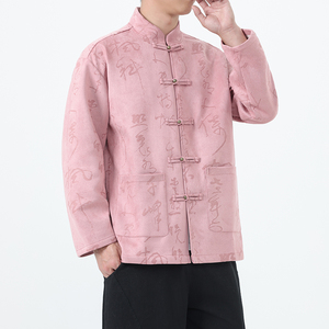 秋冬风男装唐装汉服新中式夹克麂皮绒大码外套A118-A8836P115图片