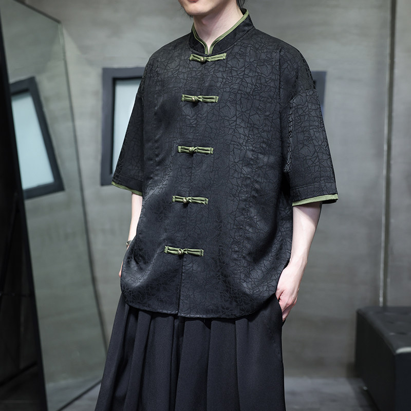 夏季风男装短袖衬衫新中式大码唐装休闲衬衣A118-C27P65控88,男装衬衫,电商A118