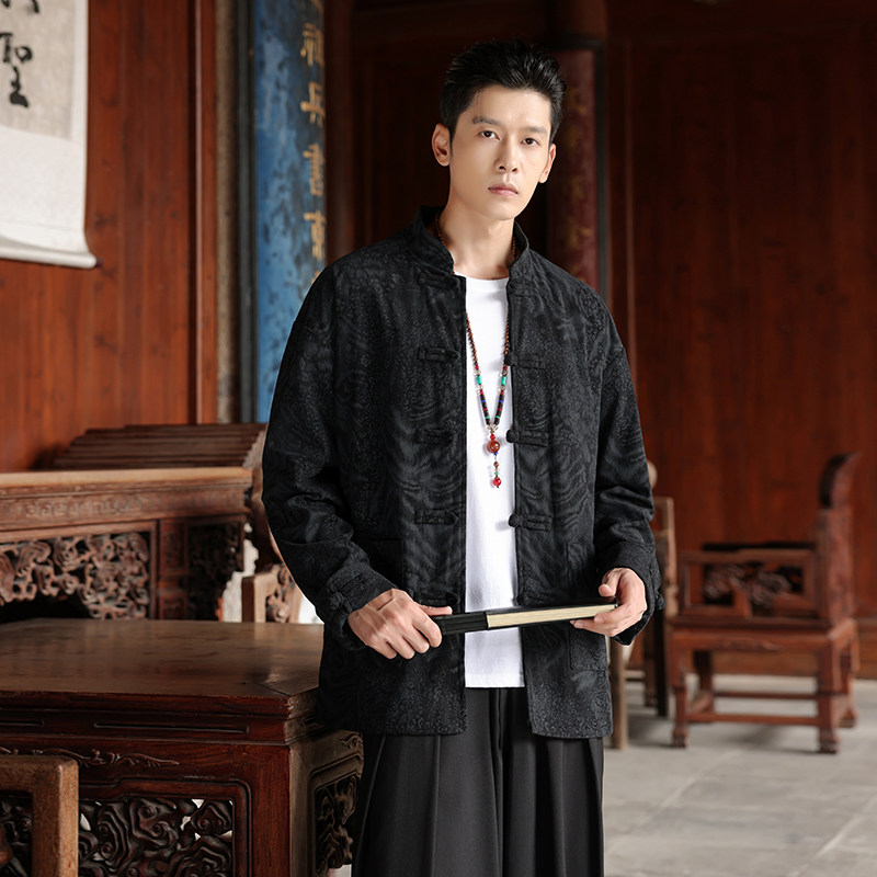 春季风夹克新中式唐装汉服复古豹纹立领外套男A118-A8822P115,男装夹克,电商A118