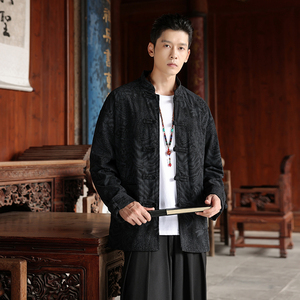 春季风夹克新中式唐装汉服复古豹纹立领外套男A118-A8822P115