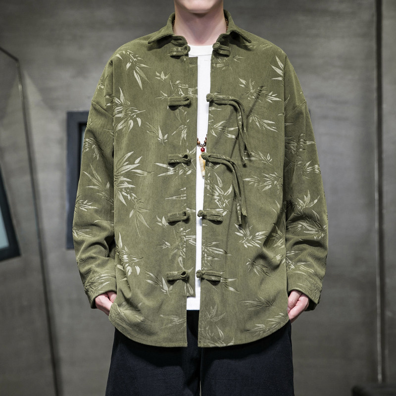 2025秋冬季风男衬衫灯芯绒压花复古盘扣长袖外套A118-C828P70,男装衬衫,电商A118